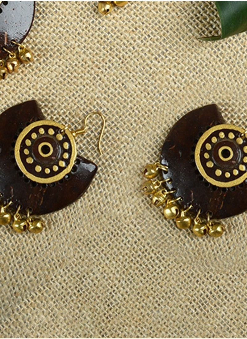 N & H - Women's Coconut Shell 5 Jhumka Necklace with Earrings Set - Image 1