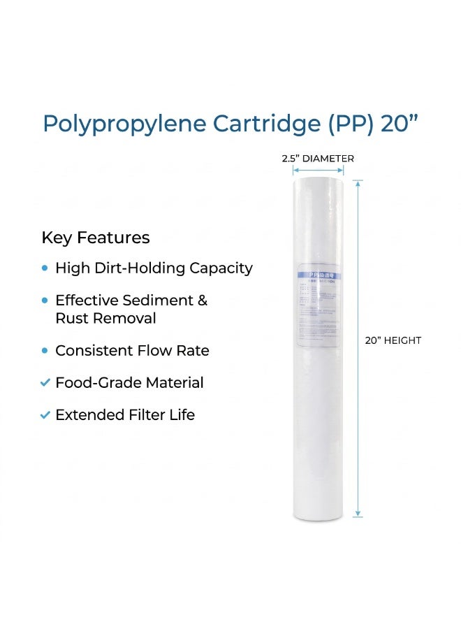 Crystolex 20" Big Blue Whole House Water Filter Cartridge Set – PP Sediment + GAC + CTO Carbon Block Replacement Filters, Universal 20x2.5 Inch, Removes Sediment, Chlorine & Bad Odors, 3 Pack (1 SET)) - Image 5