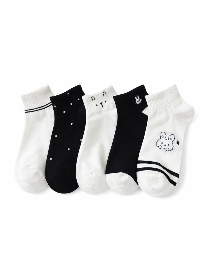 TRENDORA Women's Cotton Blend Ankle Socks, Mixed Colours, Casual Style, Closed Toe, Regular Size, Machine Wash, 6 Count Socks - Image 1