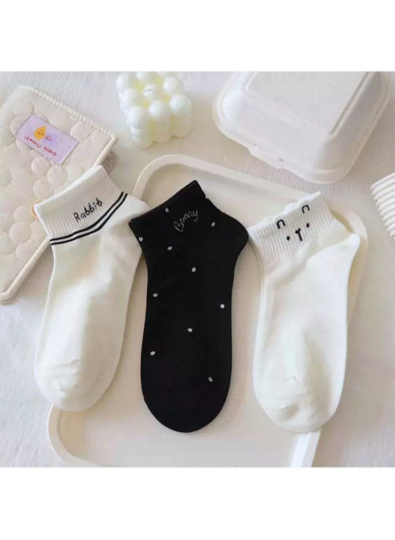 TRENDORA Women's Cotton Blend Ankle Socks, Mixed Colours, Casual Style, Closed Toe, Regular Size, Machine Wash, 6 Count Socks - Image 5