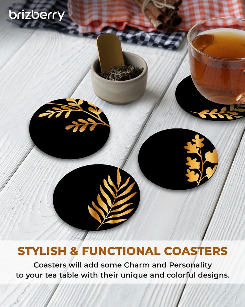 Brizberry® Brizcoast Premium Designer Printed Beautiful Wooden Coasters Fit for Tea Cups, Coffee Mugs and Glasses (3.5X3.5 Inch) (Design 12 (Set of 4)) - Image 5
