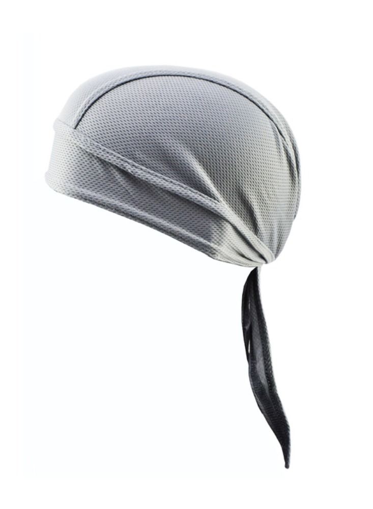 Joychic Sweat Wicking  Men Mesh Head Wraps Long Tail Breathable Hijab Helmet Liners Pirate Hats for Outdoor Cycling Motorcycle Grey - Image 1