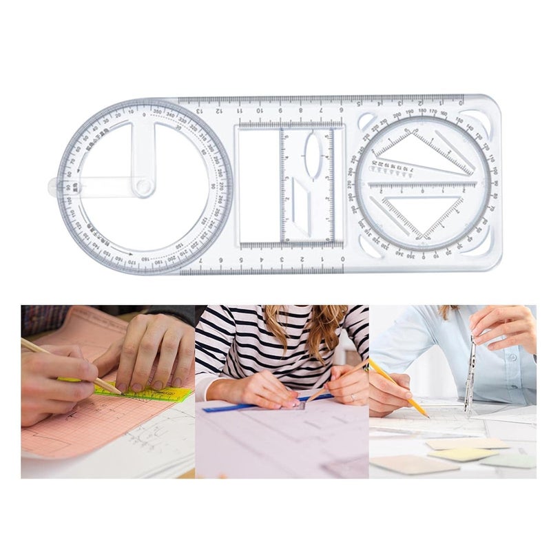Hetalu Multifunctional Geometric Ruler Mathematics Drawing Template for Woodworking Style A | 1 Multifunctional Geometric Ruler. - Image 4