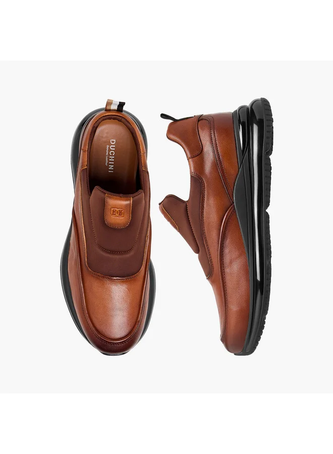 دوتشيني Men's Logo Embossed Slip-On Loafers