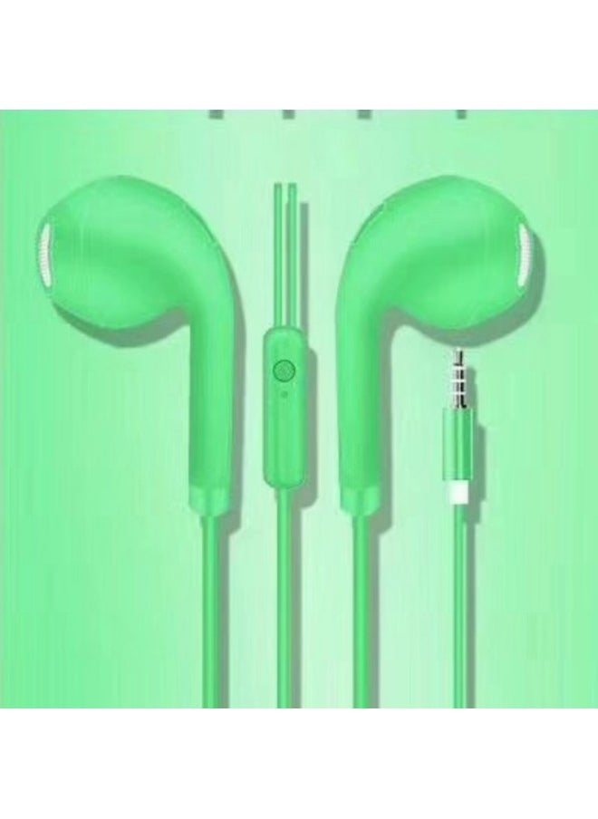 Generic - E-Commerce Macaron Wired Music Headset Suitable For Android Apple 3.5mm With Microphone Ear-Color:Green - Image 1