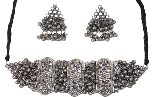 Siddhatva Fashion Indian Ethnic Afghani Oxidized Silver Indian Tribal Bohemian Gypsy Choker Necklace Jewelry Women - Image 1