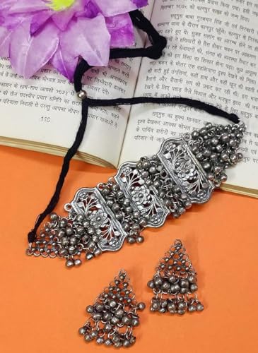 Siddhatva Fashion Indian Ethnic Afghani Oxidized Silver Indian Tribal Bohemian Gypsy Choker Necklace Jewelry Women - Image 4