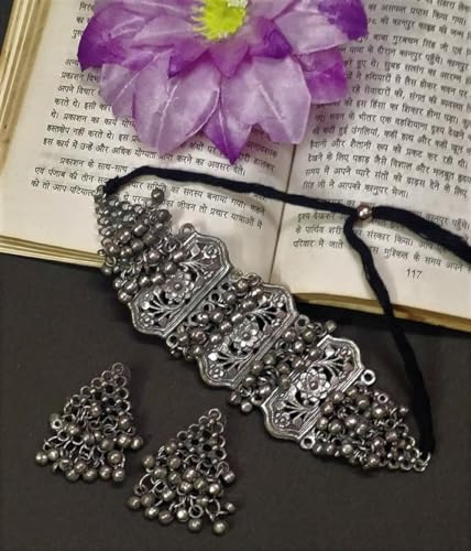 Siddhatva Fashion Indian Ethnic Afghani Oxidized Silver Indian Tribal Bohemian Gypsy Choker Necklace Jewelry Women - Image 2
