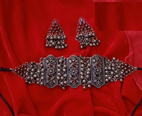 Siddhatva Fashion Indian Ethnic Afghani Oxidized Silver Indian Tribal Bohemian Gypsy Choker Necklace Jewelry Women - Image 3