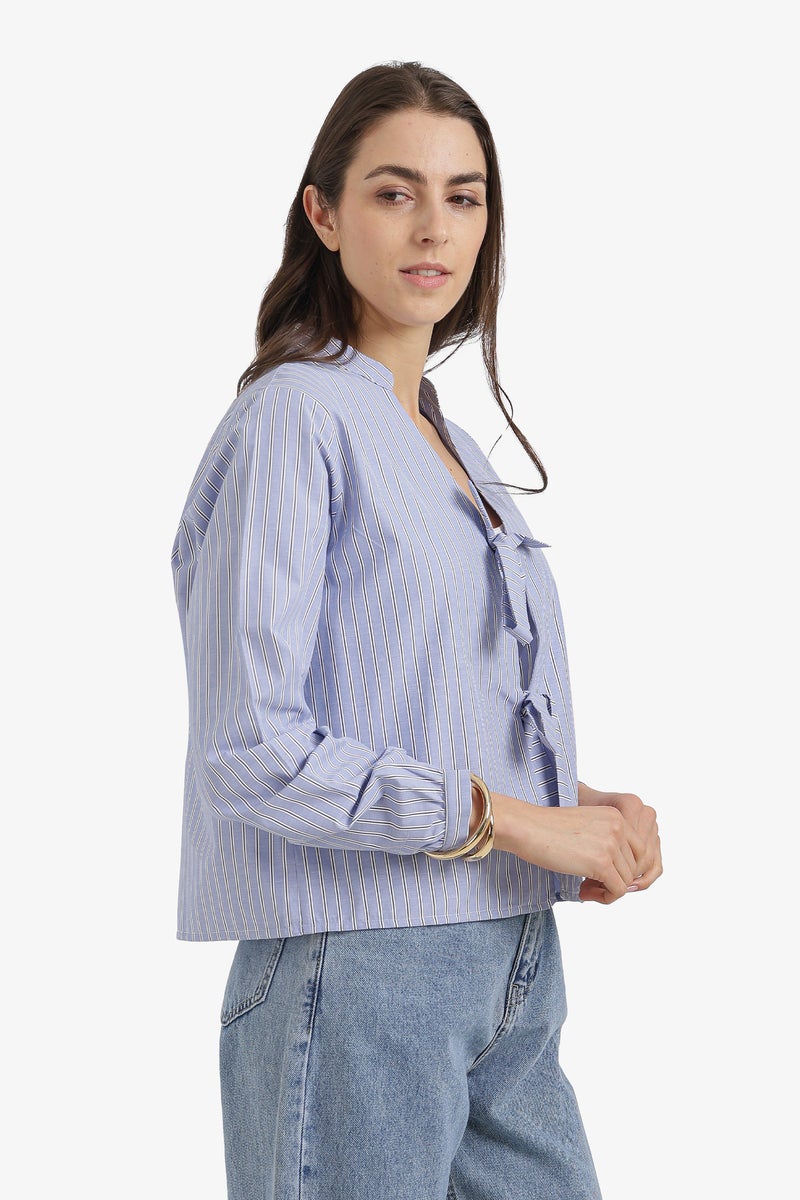 Carina Striped Tie-Front Shirt - Image 2