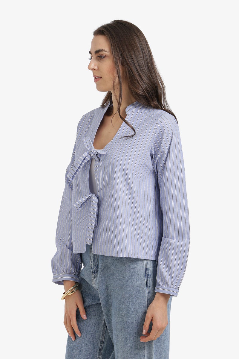 Carina Striped Tie-Front Shirt - Image 3
