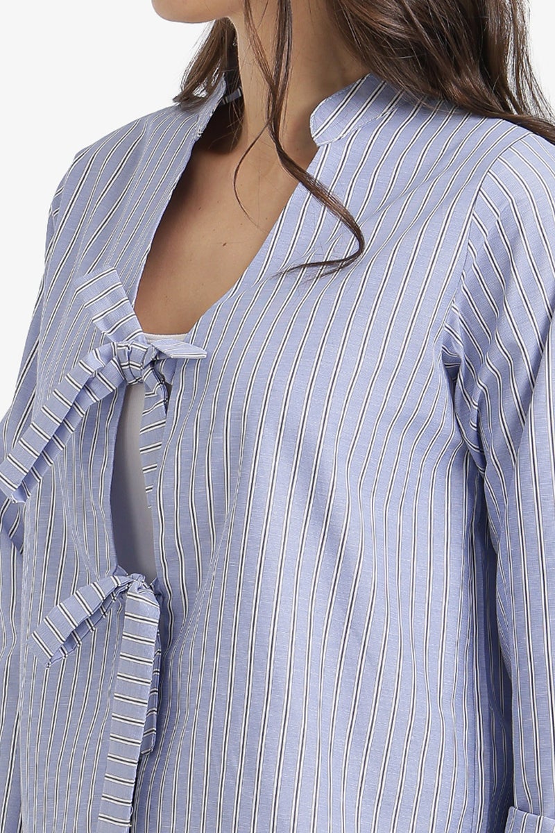 Carina Striped Tie-Front Shirt - Image 5