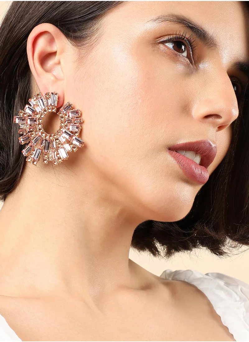 SOHI Rose Gold-Coloured Stones Stud Earring