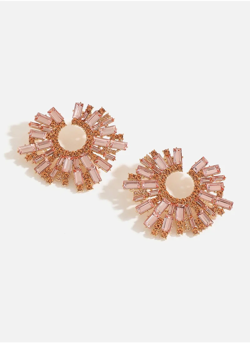 SOHI Rose Gold-Coloured Stones Stud Earring