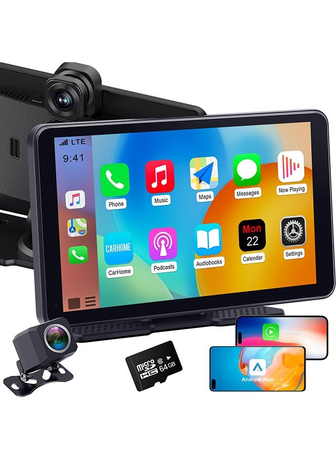 شو وو - شاشة Apple Carplay اللاسلكية المحمولة: شاشة لمس سهلة التركيب تعمل بنظام Android Auto - تشغيل السيارة مقاس 7 بوصات مع كاميرا Dash 2.5K وكاميرا احتياطية 1080P - Image 1
