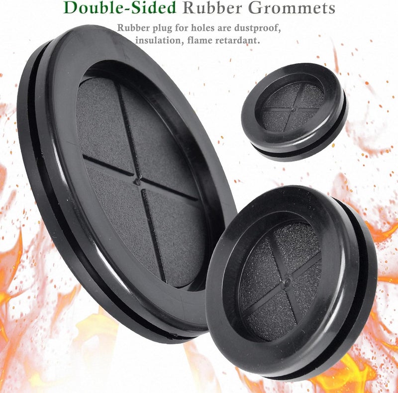 EASYEAH Store 5/16 in Rubber Grommets for Wiring, 1/4 in ID Double-Sided Rubber Plugs for Round Holes, Firewall Grommet Automotive, Wire Cable Grommets for Metal Electric Box, 70 Pcs 6x8 mm, Black - Image 3