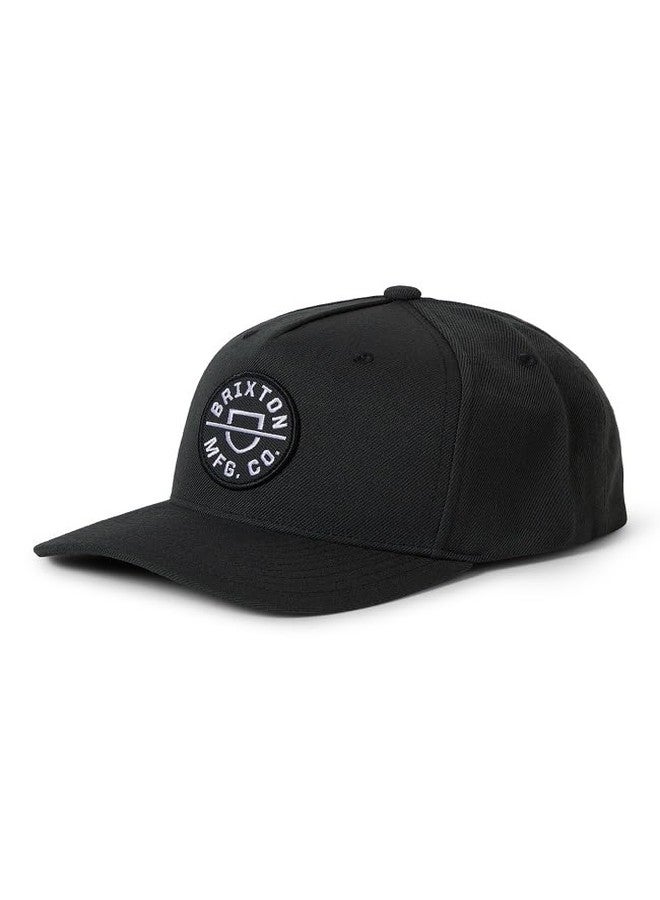 Brixton Men's Crest C MP Snapback Washed Black - with Embroidered Patch - Image 1