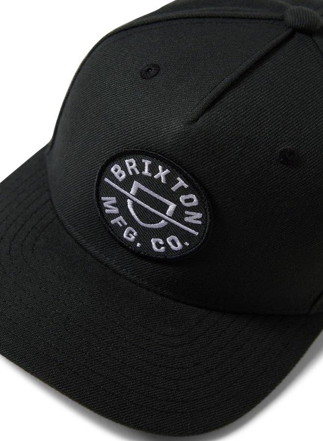 Brixton Men's Crest C MP Snapback Washed Black - with Embroidered Patch - Image 4