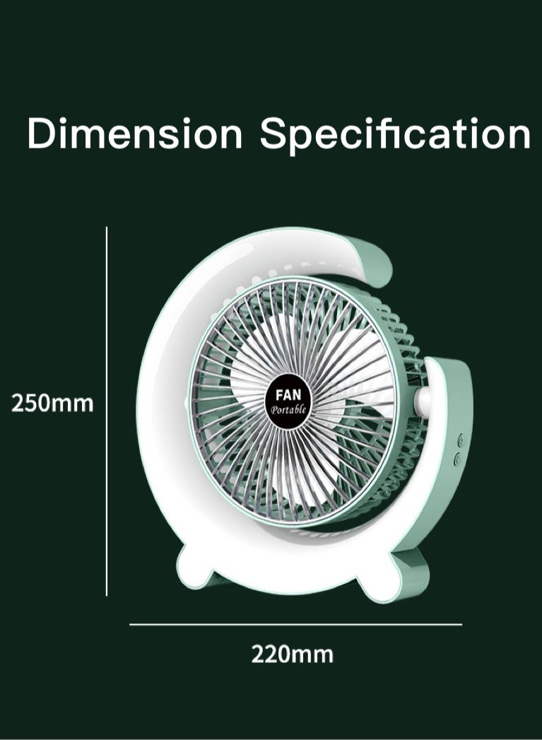 مروحة مكتب، مروحة تعمل بالبطارية قابلة لإعادة الشحن مع ضوء LED، مروحة USB هادئة، مروحة طاولة تدور 180 درجة، 3 سرعات تنظيمية للمنزل والمكتب والسفر والتخييم والهواء الطلق ومروحة داخلية - Image 3