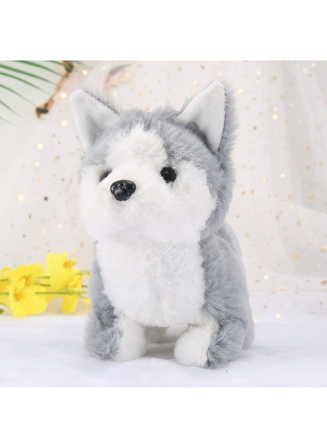 Electric Simulation Animal Plush Pet Dog Small White Rabbit Beating Sound Adorable Pet Teddy Dog Husky Tail Swing-Colors:Great Husky Dog-Specifications:Send Ordinary Battery  - Image 1