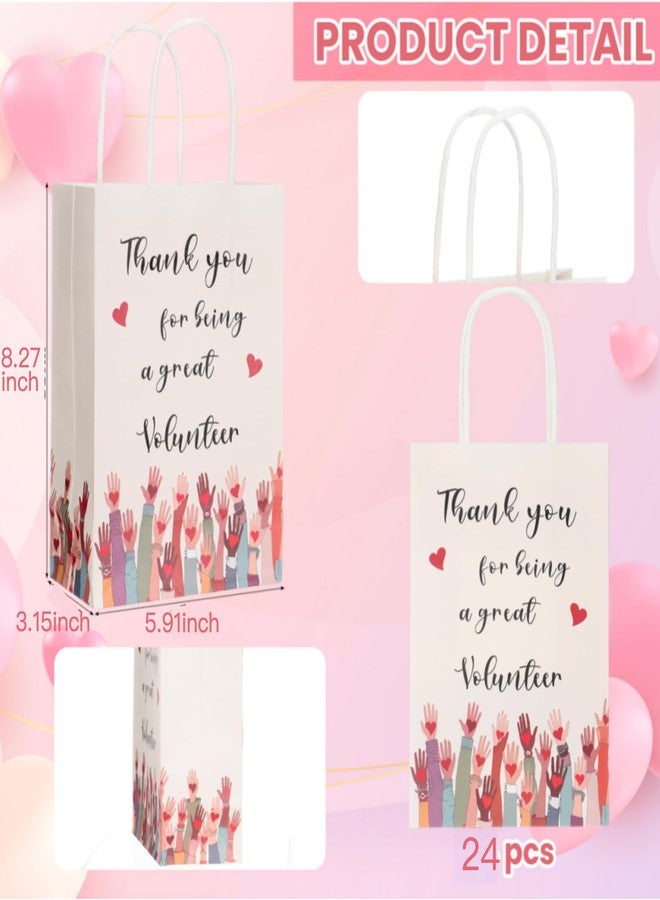 Faccito Paper Gift Bags with Handles 5.91 x 3.15 x 8.27 Inch Party Favor Bags Bulk for Party Supplies Small Gift(24 Pcs,Volunteer Thank You) - Image 2