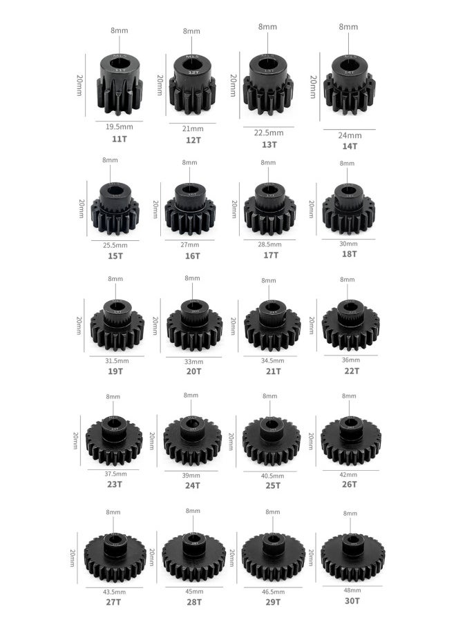 Generic Remote Control Car Gear M1.5 Modulus 8.0 Inner Hole Chrome Steel 11-30T Motor Tooth With M5 Machine Screw-Color:22T  - Image 3