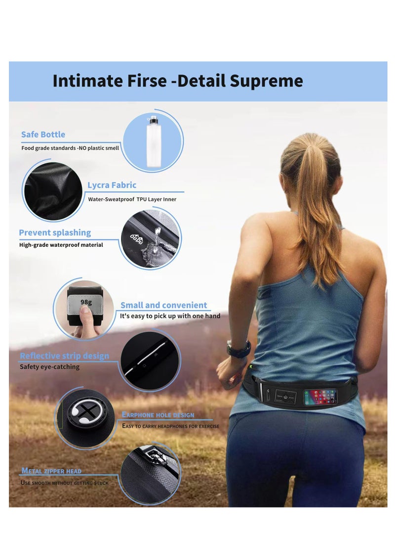 SYOSI - Running Belt Hydration with Bottles, Fanny Pack Water Bottle Holder, Zipper Waist Pouch Fits Most phones, Polyester Fiber, Zerobounce Design for Cycling Climbing Marathon (Watter Bottle Included) - Image 1