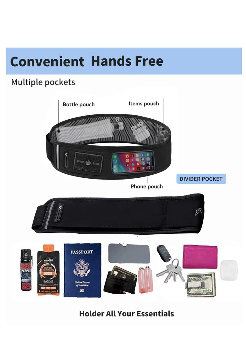 SYOSI - Running Belt Hydration with Bottles, Fanny Pack Water Bottle Holder, Zipper Waist Pouch Fits Most phones, Polyester Fiber, Zerobounce Design for Cycling Climbing Marathon (Watter Bottle Included) - Image 1