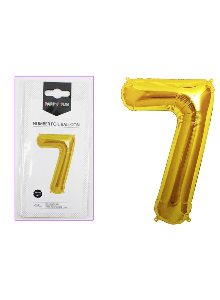 بارتي فن بالون فويل رقم 16" رقم 7 لون ذهبي - Image 2