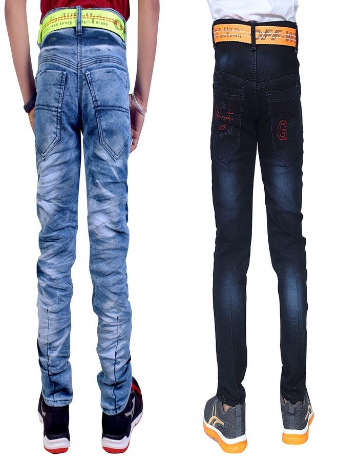 KUNDAN Boy's Sky Blue & Black Regular Fit Jean (Pack of 2,10 Year to 11 Year Boy's) - Image 2