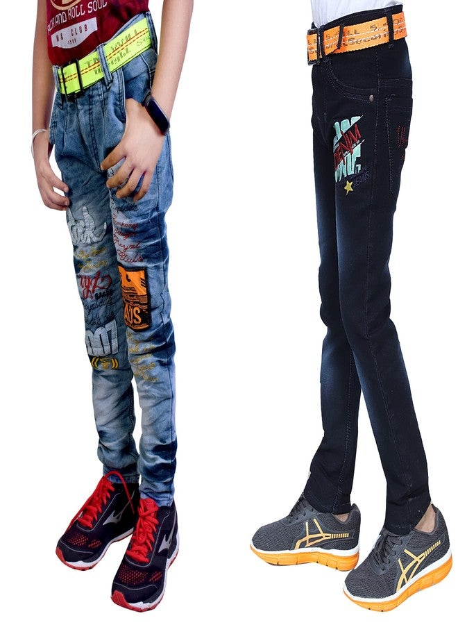 KUNDAN Boy's Sky Blue & Black Regular Fit Jean (Pack of 2,10 Year to 11 Year Boy's) - Image 3