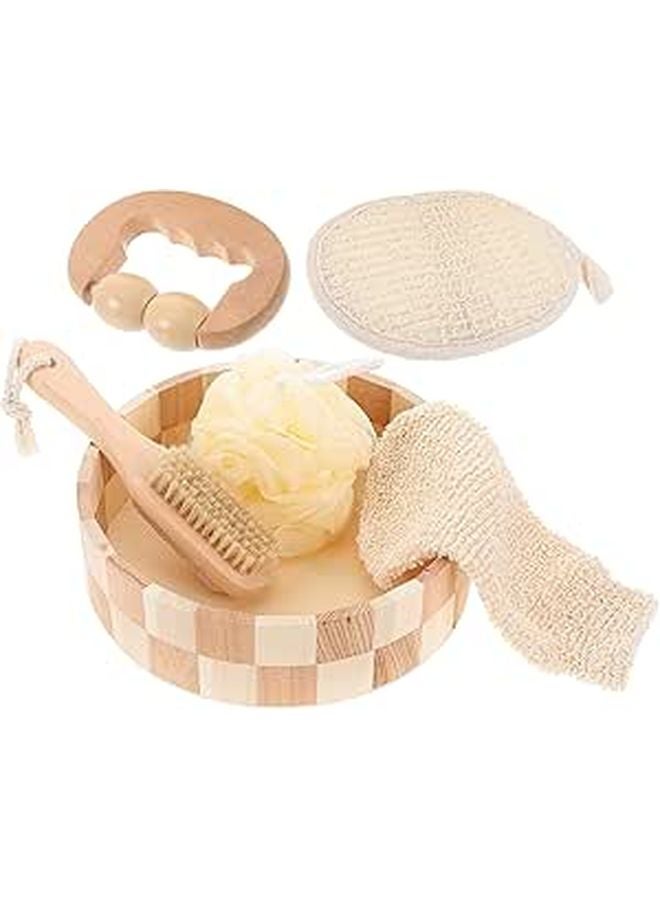 Dual Sided Pumice Brush And Back Scrubber 5pcs Set For Dead Skin Removal And Massage - Image 1