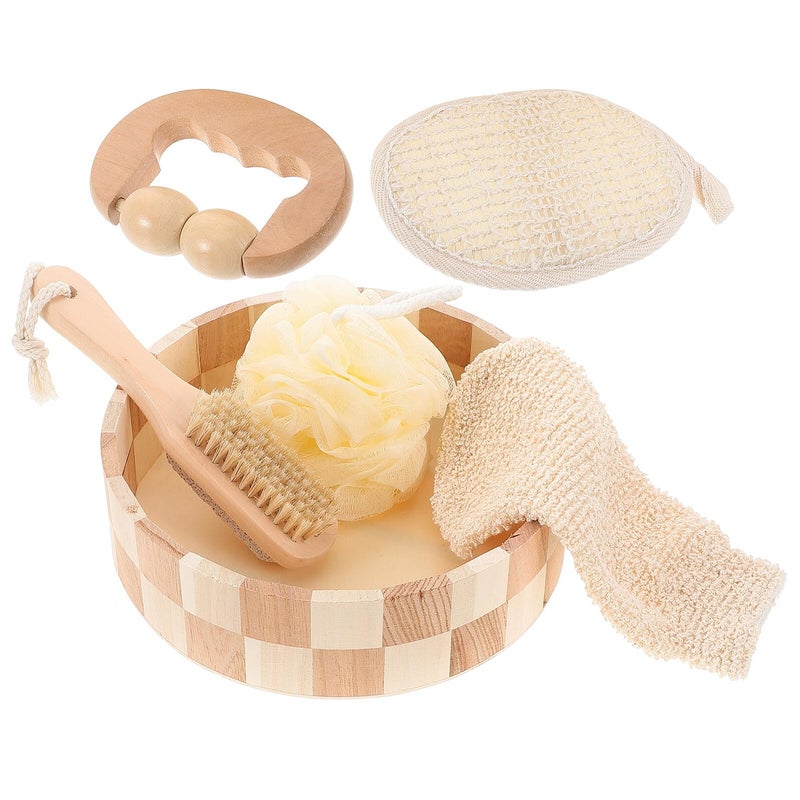 Dual Sided Pumice Brush And Back Scrubber 5pcs Set For Dead Skin Removal And Massage - Image 2