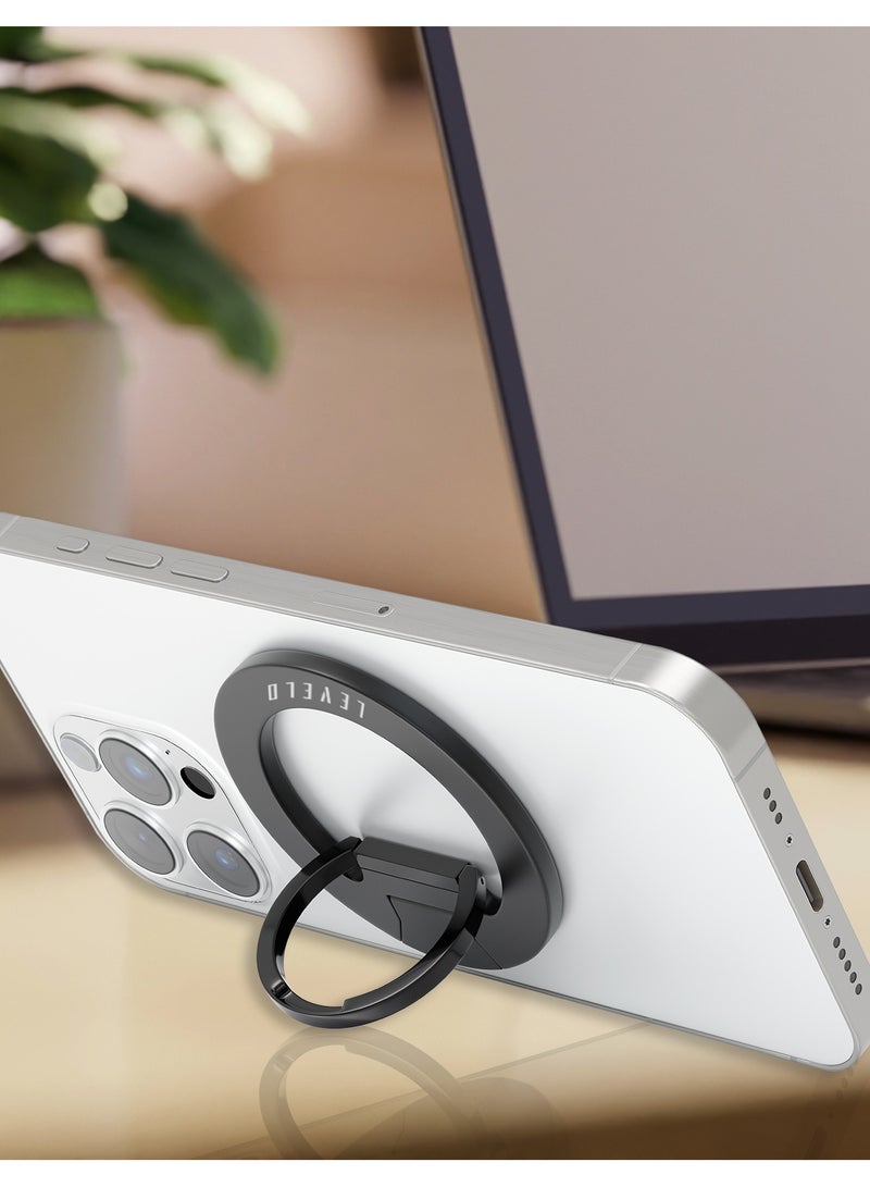 LEVELO Gia Magsafe Phone Ring Holder & Mount - Black - Image 4