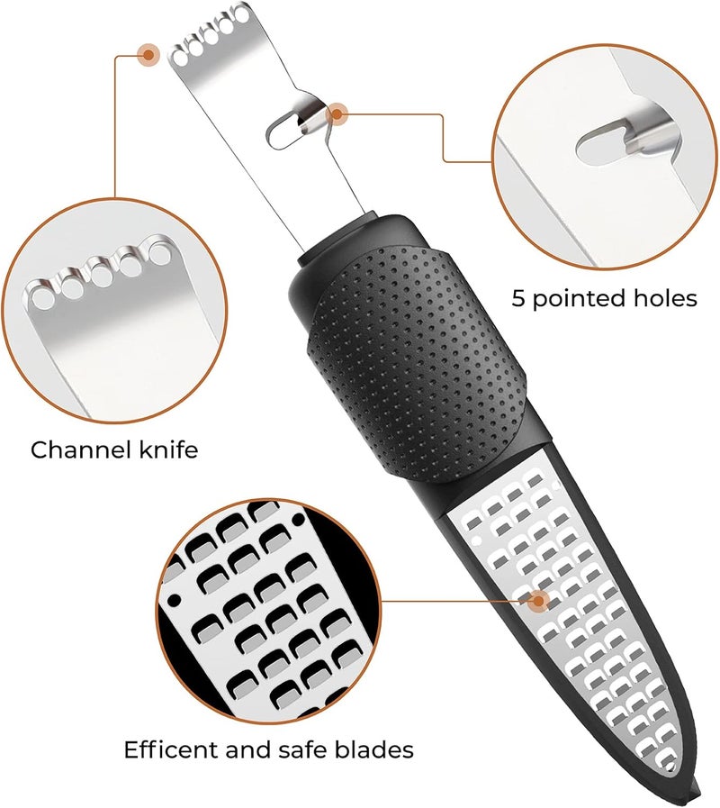 Pisol Zester, Lemon Citrus Orange Zester and Grater Tool, Cheese Grater & Vegetable Grater for Lime, Garlic, Ginger, Chocolate, Fruits, Dishwasher Safe - Image 2