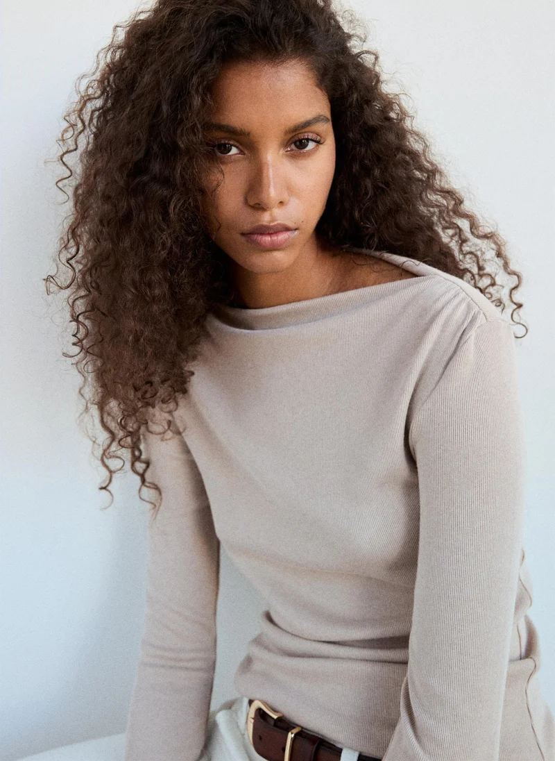 Mango 07-ARENA Long-Sleeved Boat-Neck T-Shirt for Women | Best Price UAE