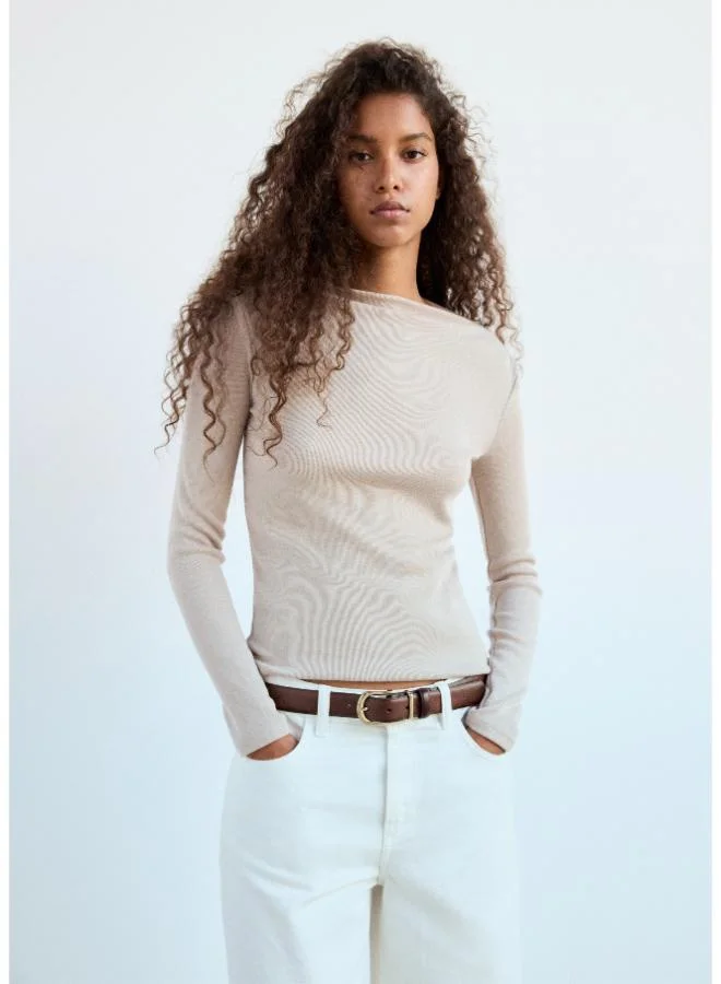 Mango Long-Sleeved Boat-Neck T-Shirt