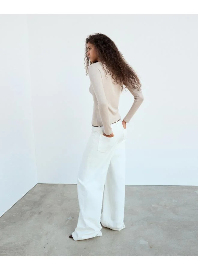 Mango Long-Sleeved Boat-Neck T-Shirt