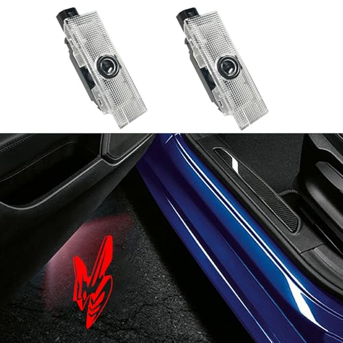 JUNMEI Door Lights Logo Projector Puddle Lights Ultra-Bright Welcome Step Light,Never Fade Puddle Lights Compatible with Dodge Hornet GT R/T Accessories (Red logo) - Image 1