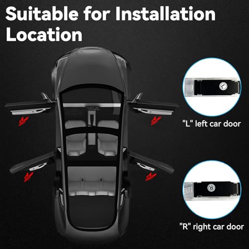 JUNMEI Door Lights Logo Projector Puddle Lights Ultra-Bright Welcome Step Light,Never Fade Puddle Lights Compatible with Dodge Hornet GT R/T Accessories (Red logo) - Image 3