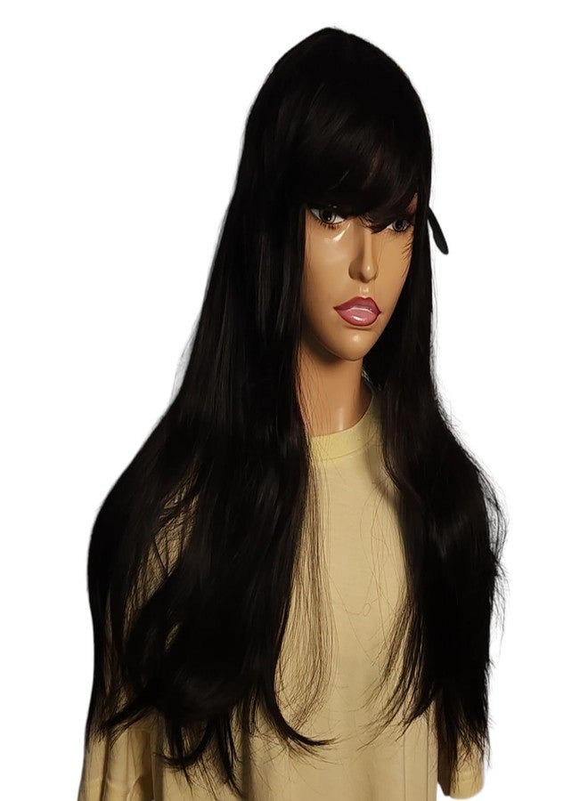 برافراجيا شعر مستعار طويل مستقيم من برافراجيا - شعر مستعار أسود مموج بطول 26 بوصة للنساء، بديل ناعم ورقيق وقابل للغسل لكامل الرأس، مناسب لأعياد الميلاد والحفلات وحفلات الزفاف والهالوين والكوسبلاي - Image 2