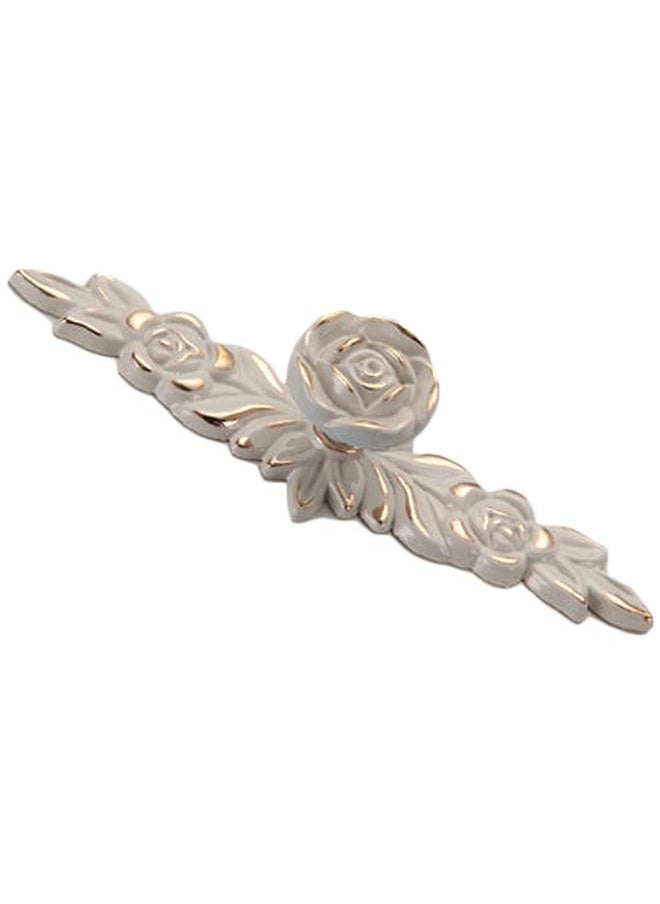 Thoraya Euro Rose Cabinet Knobs Vintage Exquisite 3D Zinc Alloy Flower Drawer Pull Handles for Kitchen Bedroom and Bathroom Leaf Ivory with Gold Trim M  - Image 1
