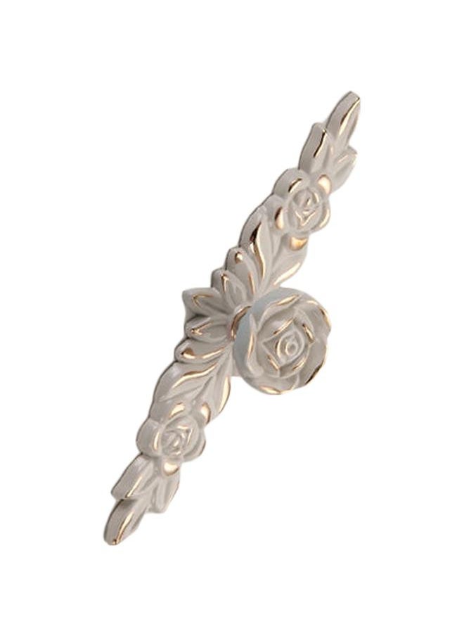 Thoraya Euro Rose Cabinet Knobs Vintage Exquisite 3D Zinc Alloy Flower Drawer Pull Handles for Kitchen Bedroom and Bathroom Leaf Ivory with Gold Trim M  - Image 2