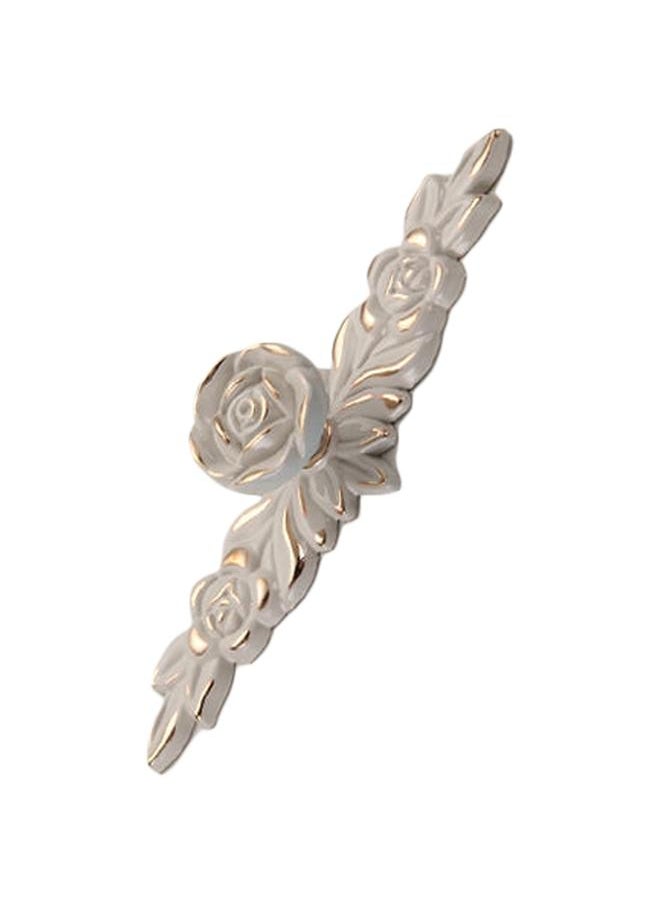 Thoraya Euro Rose Cabinet Knobs Vintage Exquisite 3D Zinc Alloy Flower Drawer Pull Handles for Kitchen Bedroom and Bathroom Leaf Ivory with Gold Trim M  - Image 4