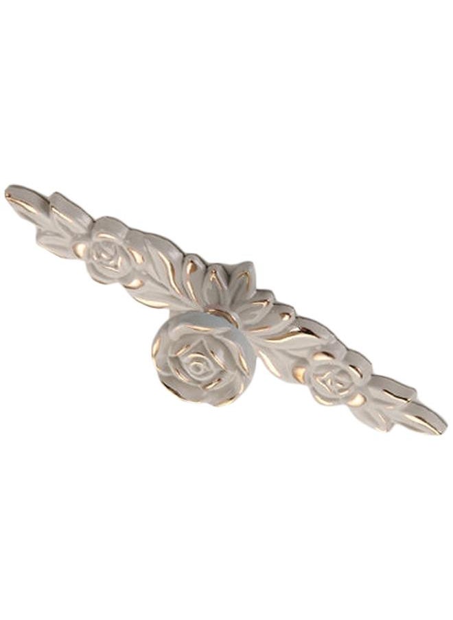 Thoraya Euro Rose Cabinet Knobs Vintage Exquisite 3D Zinc Alloy Flower Drawer Pull Handles for Kitchen Bedroom and Bathroom Leaf Ivory with Gold Trim M  - Image 3