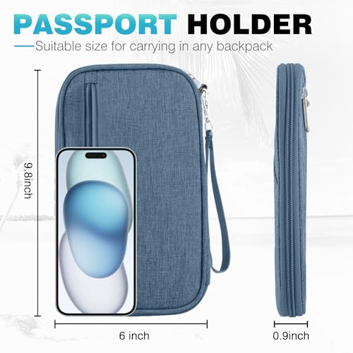 HOHOM Passport Holder Family RFID Travel Document Organizer for Women Waterproof Passport Wallet Men Portable Case for Cards Boarding Pass ID Money Tickets with Zipper - Image 3