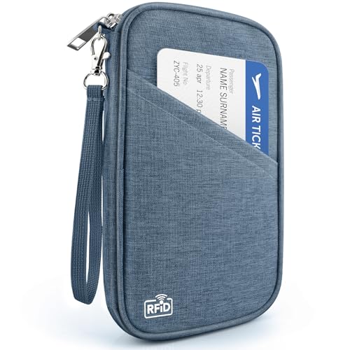 HOHOM Passport Holder Family RFID Travel Document Organizer for Women Waterproof Passport Wallet Men Portable Case for Cards Boarding Pass ID Money Tickets with Zipper - Image 1