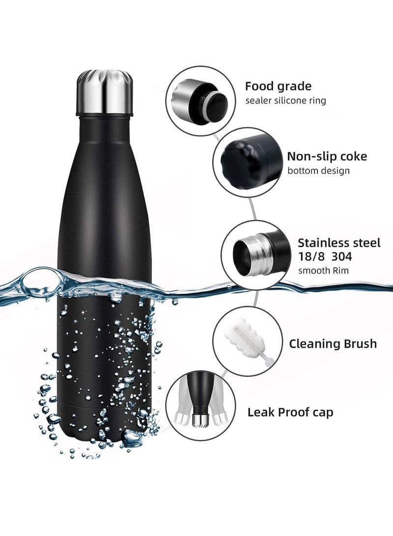 Gonice Stainless Steel Water Bottle, 500ml Double Walled Vacuum Flask with Pouch, BPA Free 12 Hours Hot&Cold Sport Drink Bottle for Gym, Home, Office, Outdoor, Work (500ML, Black)  - Image 3