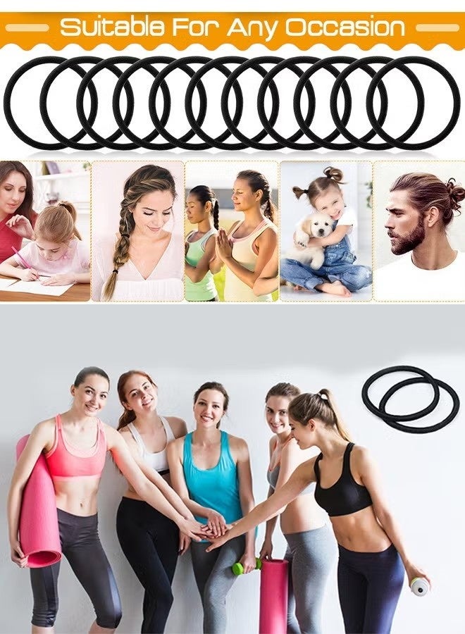 ربطات شعر، 100 قطعة من المطاط الأسود المرن للنساء أو الرجال، حاملات ذيل الحصان، ربطات شعر مرنة عالية الجودة للشعر الكثيف، ربطات شعر للنساء - Image 3