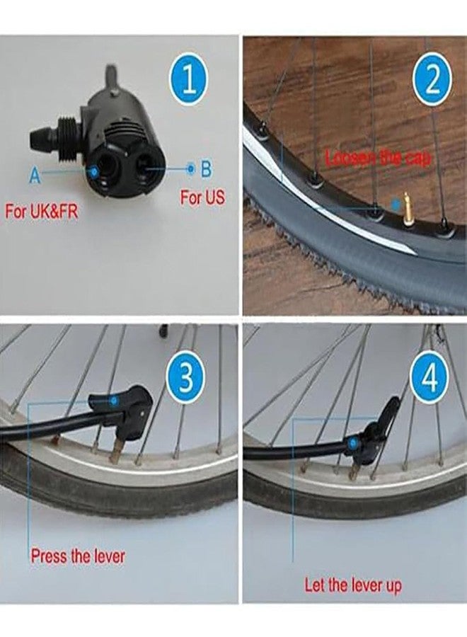 Bxian 2PCS 40x25mm Bicycle Pump Double Head Nozzle Connector 3 in 1 Black Replacement Dual Head Air Pump Adapter Valves Suitable for Mountain Bike Road Bike Bicycle with Valve Tube Fixing - Image 5